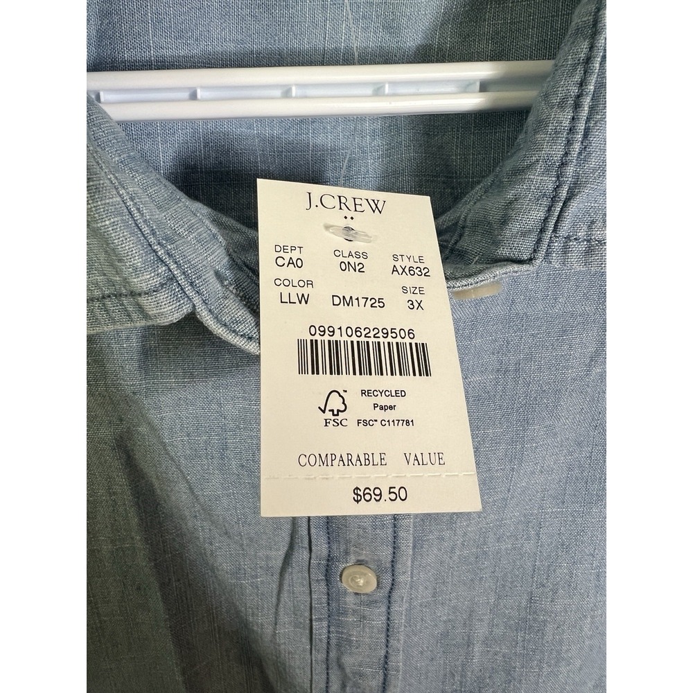 j crew chambray Collared Tank Women's 3X 100% Cotton NWT - Picture 3 of 6